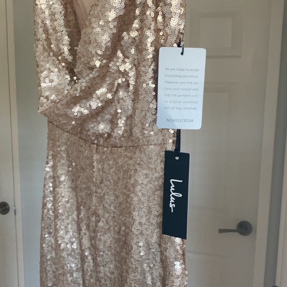 Lulus Exclusive Matte Rose Gold Sequin Maxi Dress - Picture 4 of 5